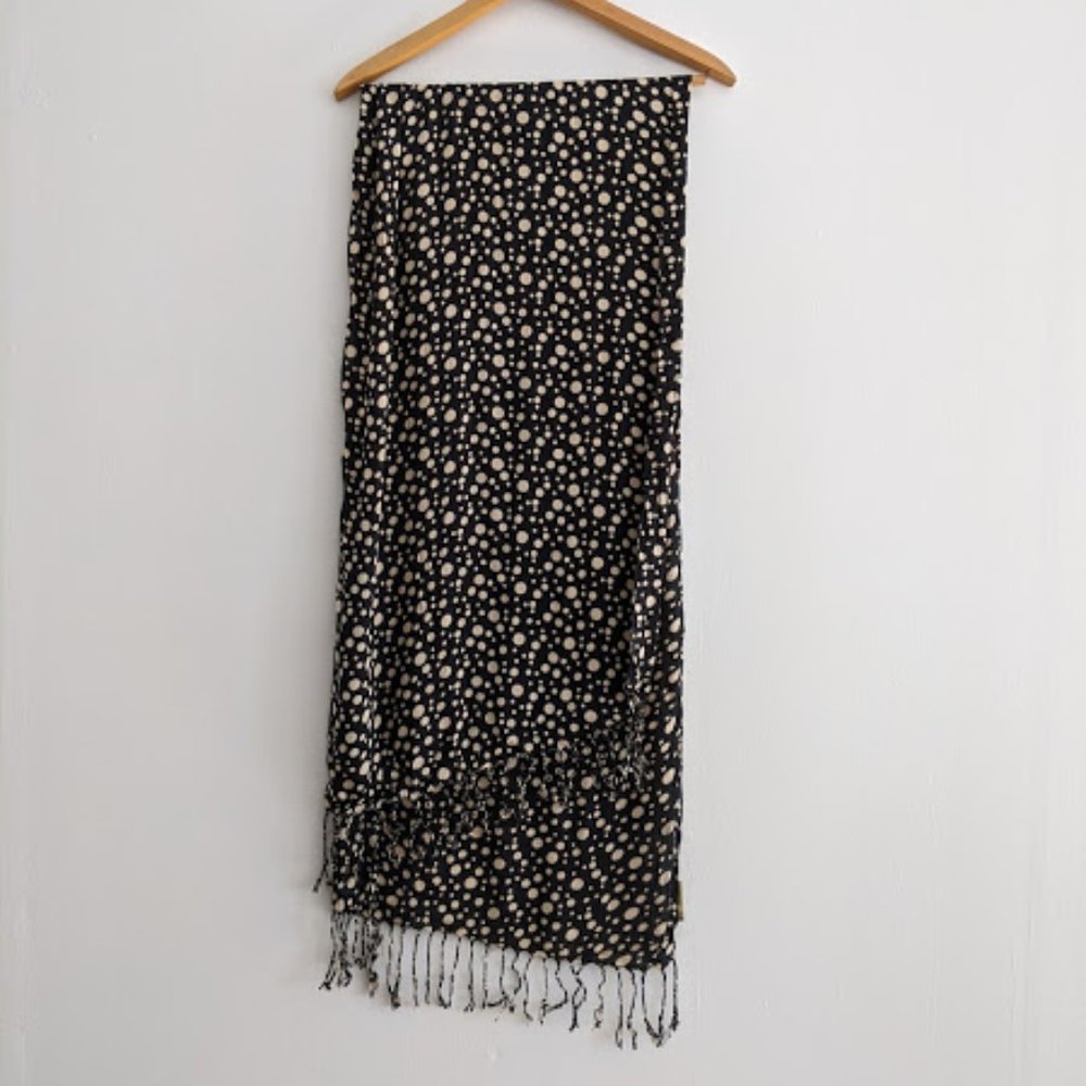 Ashley Cooper Black and Tan Polka Dot Scarf